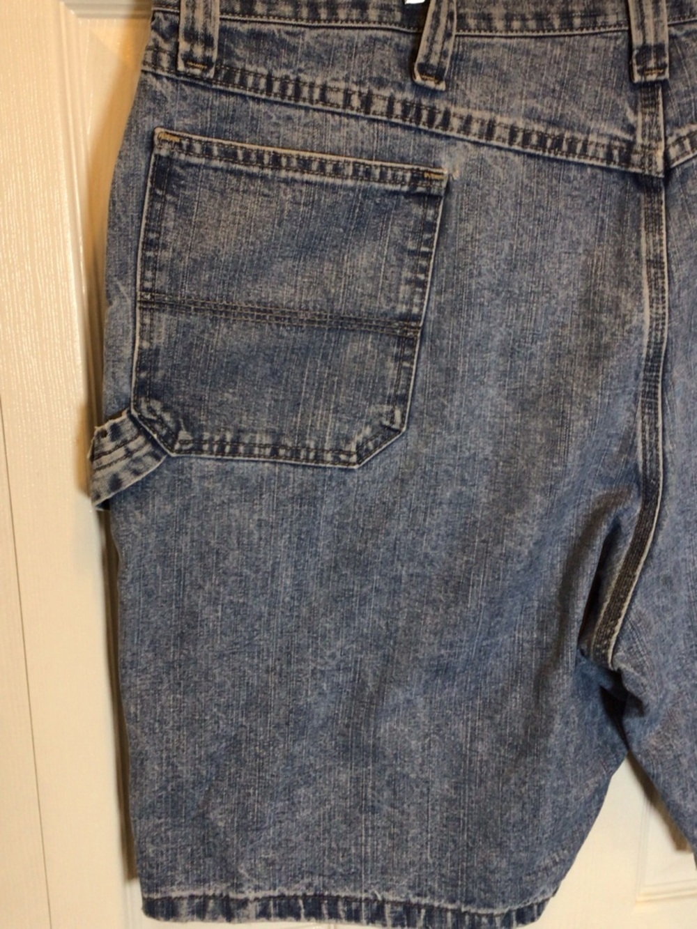 Vintage Wrangler Carpenter Shorts 42 Denim 10” Inseam Workwear Baggy 90s Men - Picture 7 of 11